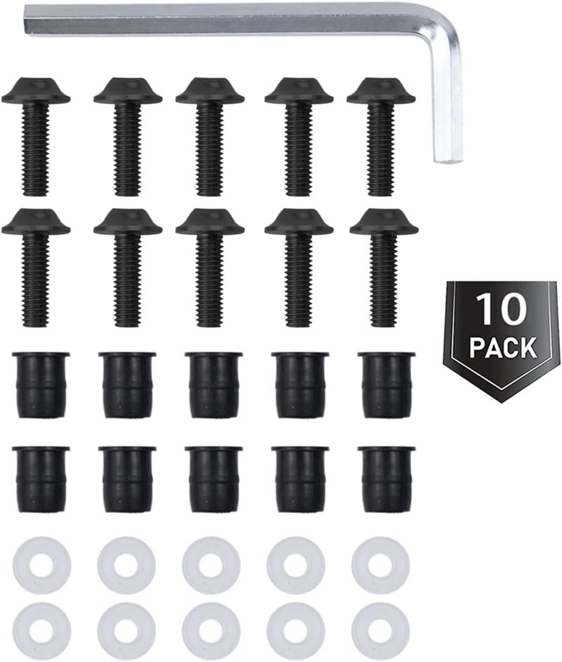 amavoler 10 PCS M5 Motorcycle Windscreen Bolts Screws Kit,Universal Motorcycle CNC Windshield Windscreen Bolt Screw,Works on OEM or Aftermarket Windshields (Black) - Image 3